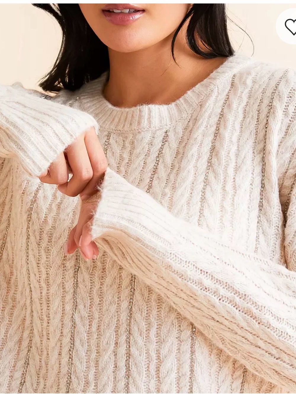 Buckle Rhinestone Cable Knit Sweater Size Small-Chembery